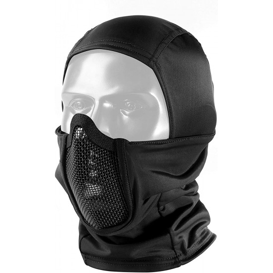 Thermoactive balaclava with steel mask - black